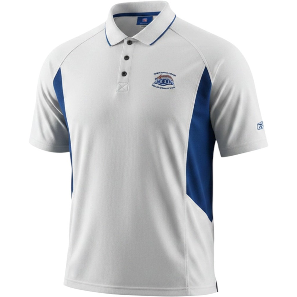 NFL Reebok Polo Shirt Men XXL Superbowl XXXIX Short Sleeve Blue White Sportswear